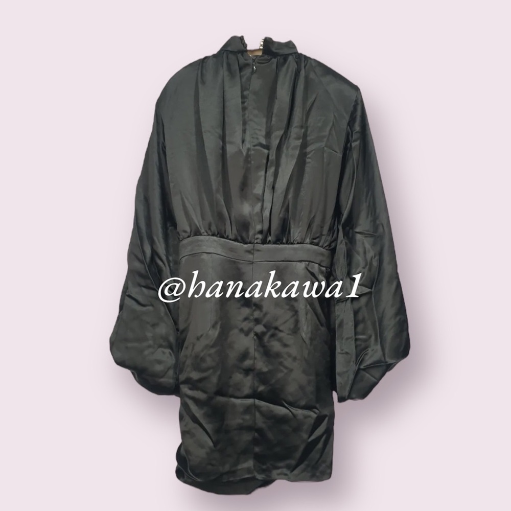 HOUSE OF CB 'Khristen' Black Satin Blouson Dress - Picture 8 of 10